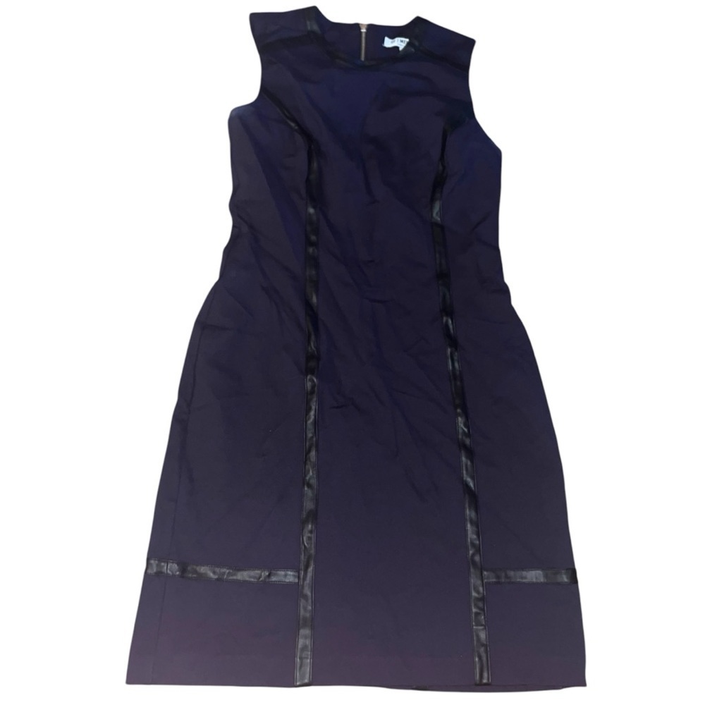 Of/Mercer Dress Women's 10 Navy Blue Sleeveless Full Zip Ponte Knit Stretch